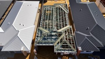 Roof frame stage construction progress inspection by registered builder Perth